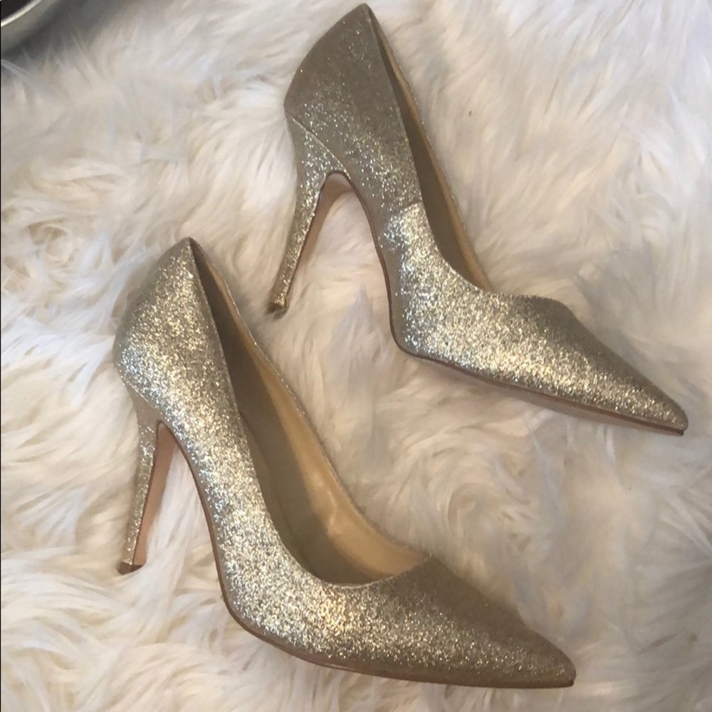 7.5 gold sequin heels
